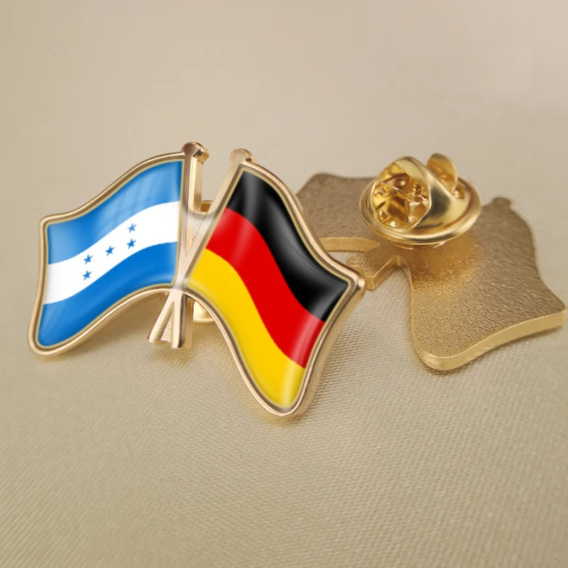 

Honduras and Germany Crossed Double Friendship Flags Lapel Pins Brooch Badges