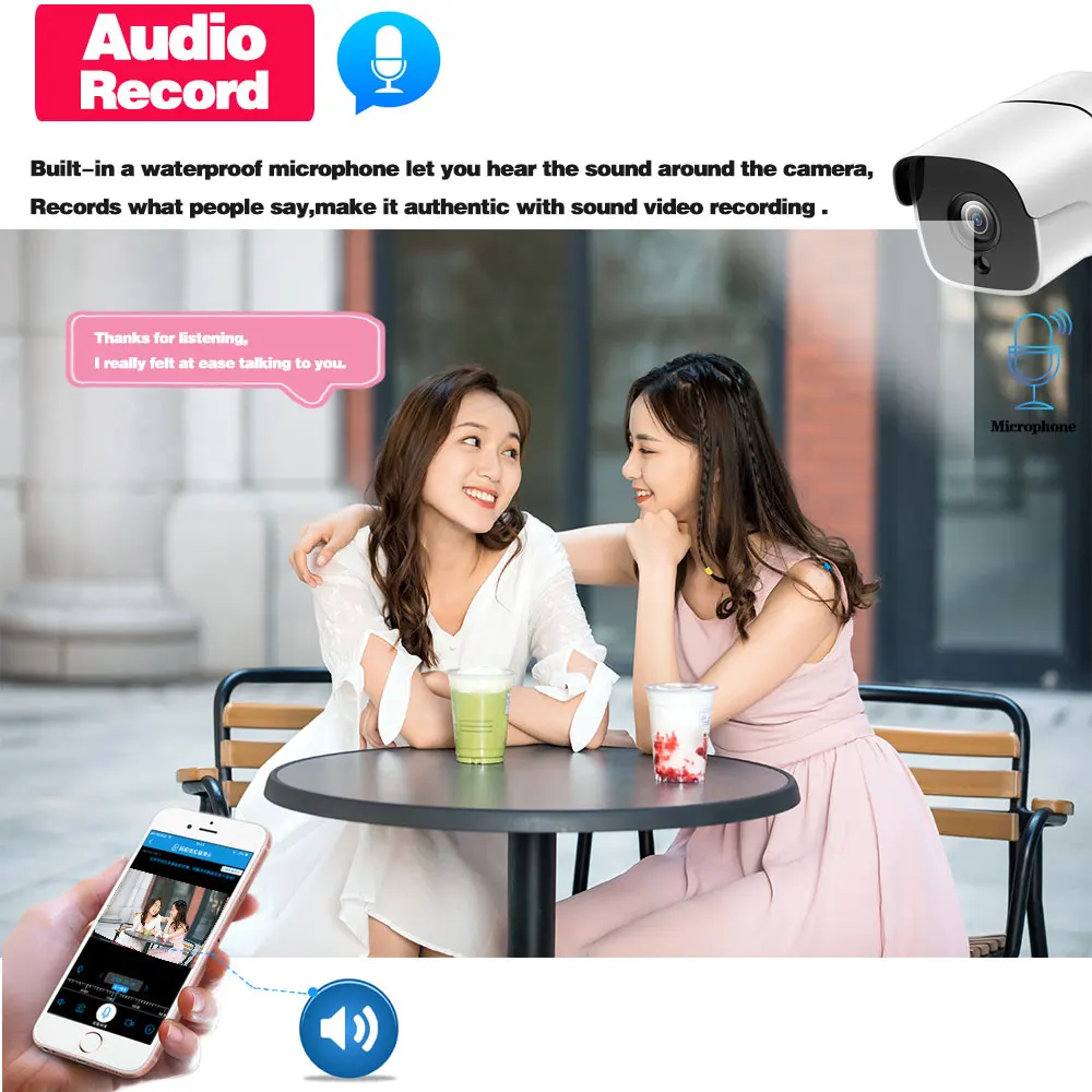 5MP HD POE NVR Kit 8ch CCTV безопасности Системы аудио мониторинг IP камеры наружное