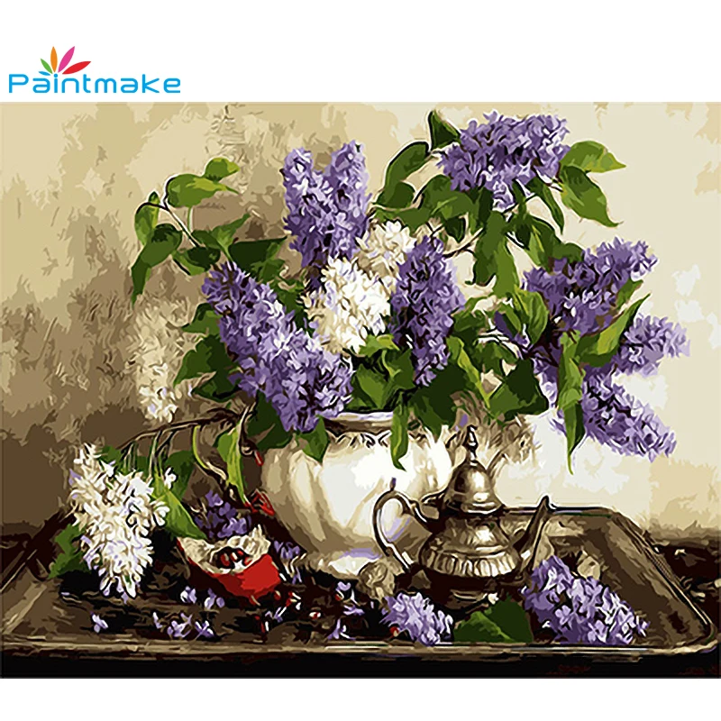 Набор для рисования по номерам на холсте фиолетовые цветы 40 х50 см|painting wall art|wall art