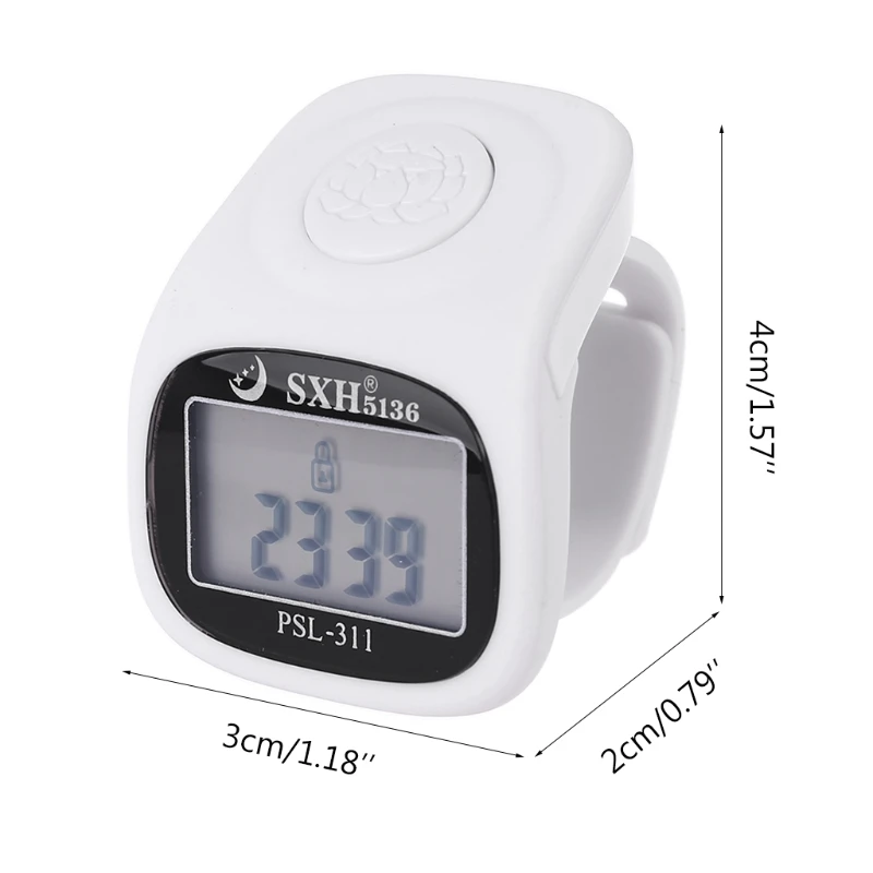

6 Digital Finger Tally Counter 8 Channels w Backlight Time Prayer Silicone Ring