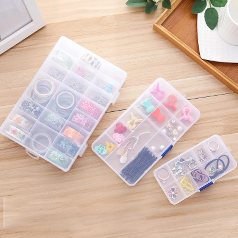 

10/15/24 Grids Plastic Storage Jewelry Box Compartment Adjustable Container for Beads Earring Box for Jewelry Rectangle Box Case