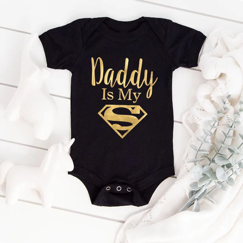 Baby Romper Newborn Baby Boys Girls Clothes Gold Daddy Is My Hero Funny Print Infant Baby Jumpsuit Cute Casual Baby Bodysuit
