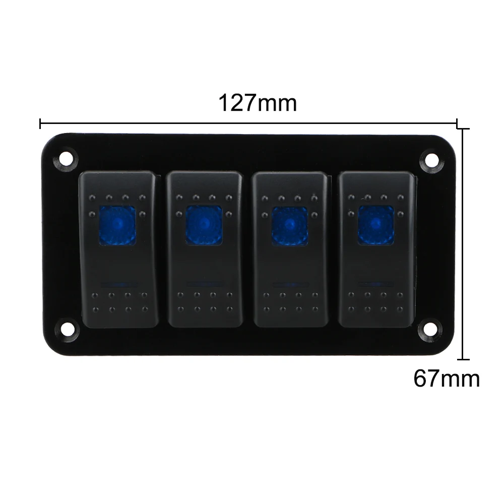 

4 Gang Dual Car LED Marine Boat Rocker Switch Panel 12V 24V For Truck Boat Auto Switch Panel Lighter Socket Circuit Breaker 2021