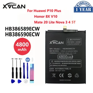 original xvcan hb386589ecw for huawei p10 plus honor 8x 4800mah view 10 mate 20 lite p10plus nova 3 4 5t battery batteria free global shipping