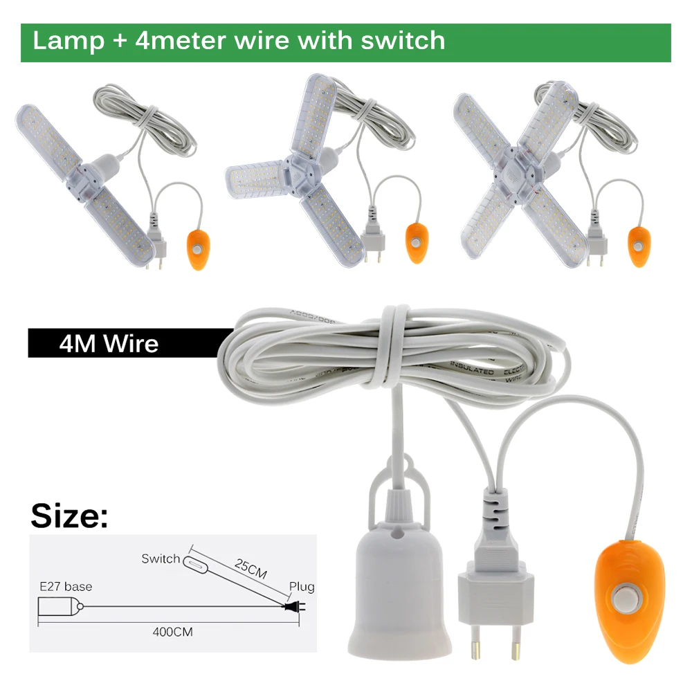 Фитолампа светодиодсветильник Складная Лампа полного спектра E27 для выращивания