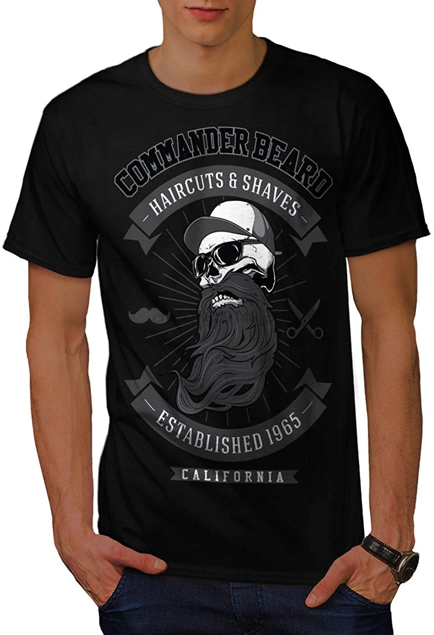 Commander Beard Мужская футболка стрижка Графический Печатный Тройник| |
