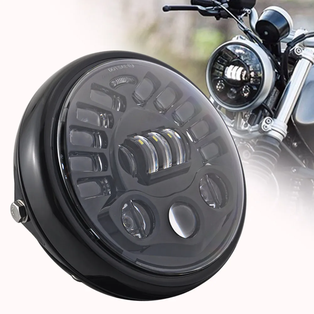 

Универсальная мотоциклетная светодиодная фара 7,5 дюйма с указателем поворота, 7,5 дюйма, налобный фонарь для Harley Cafe Racer Honda Yamaha Suzuki