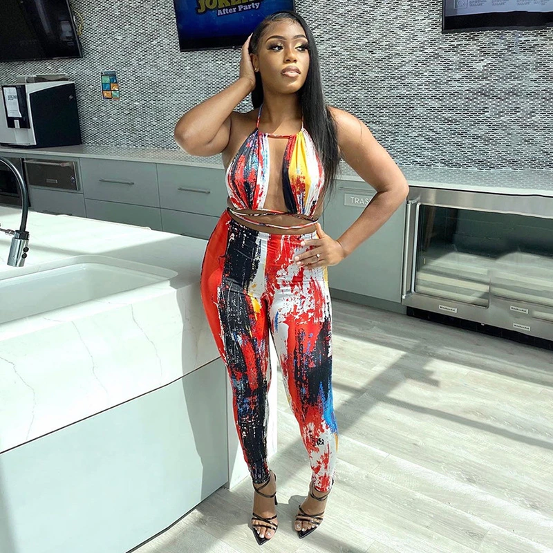 Сексуальный Облегающий комбинезон на шнуровке с открытой спиной для женщин