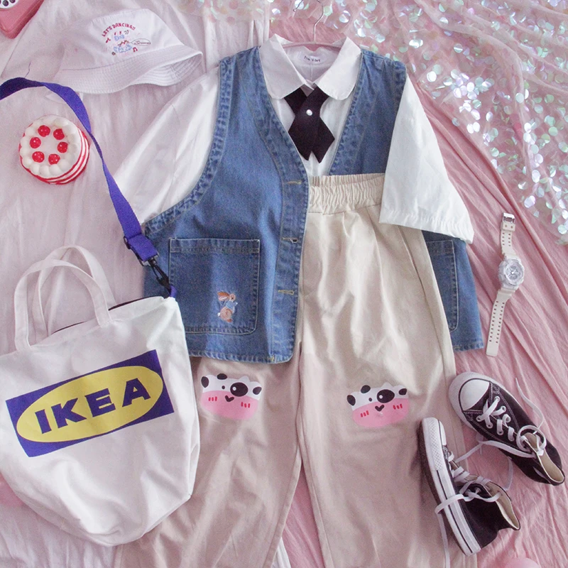 Джинсовый жилет для девушек тонкая милая мягкая нишевая Ретро жилетка в стиле