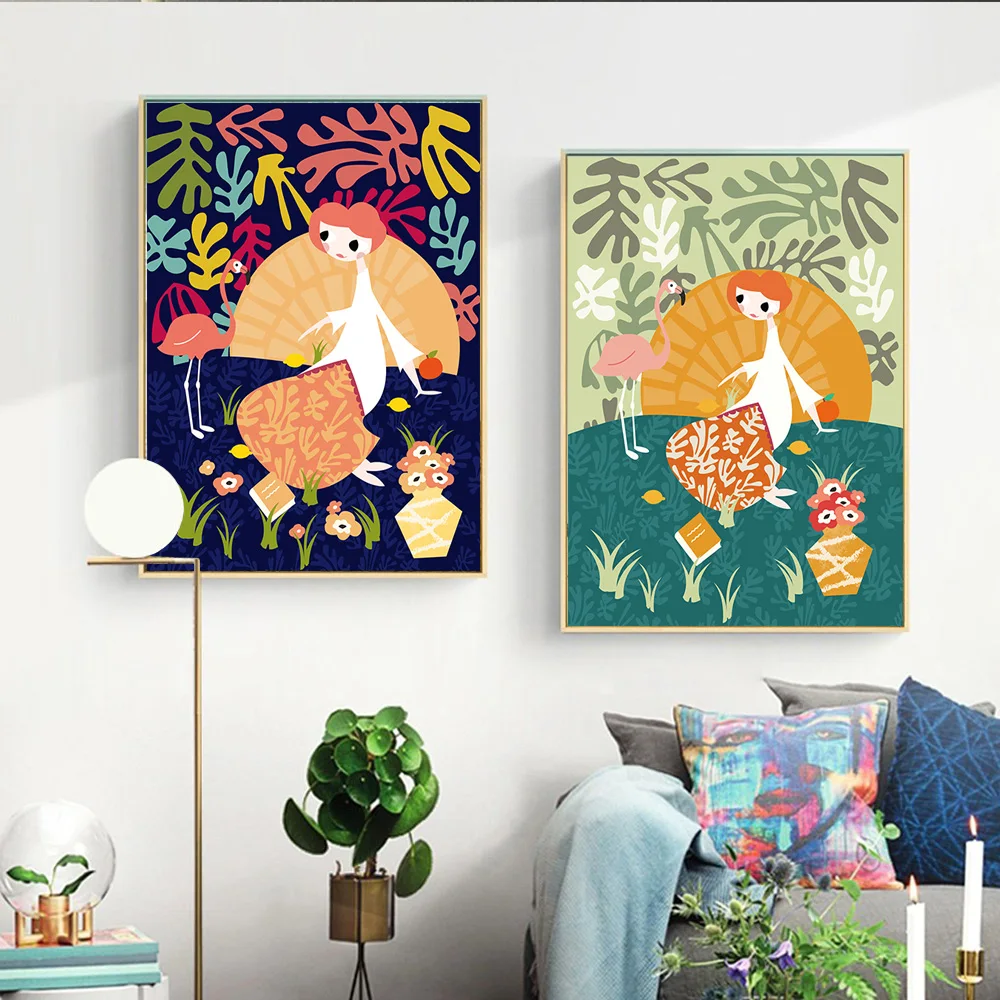 Абстрактная девушка Матисс лист искусство скандинавские постеры и принты