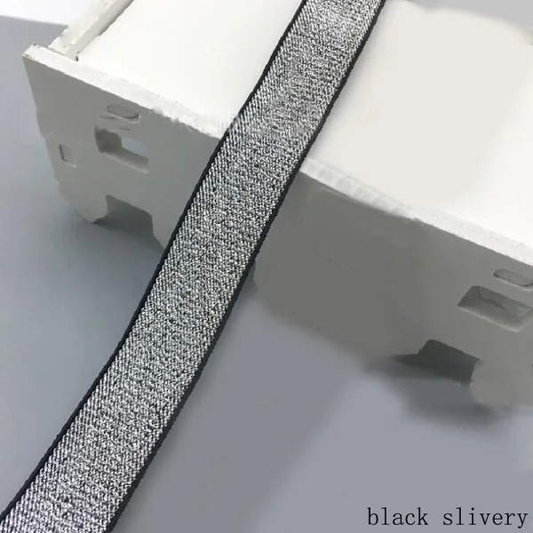 black slivery Цвета: золотистый, серебристый блестящие туфли-Вьетнамки с эластичным ремешком 10/15/25/40 мм веревка резиновые линейные огни ленты швейная кружевная отделка пояс с плоской обратной стороной, аксессуар для "сделай сам" - Цвет: black slivery