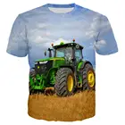 Летняя мужская футболка с 3D-принтом, Мужская футболка с автомобилем, трактор, мужская повседневная Уличная одежда в стиле хип-хоп, мужская одежда