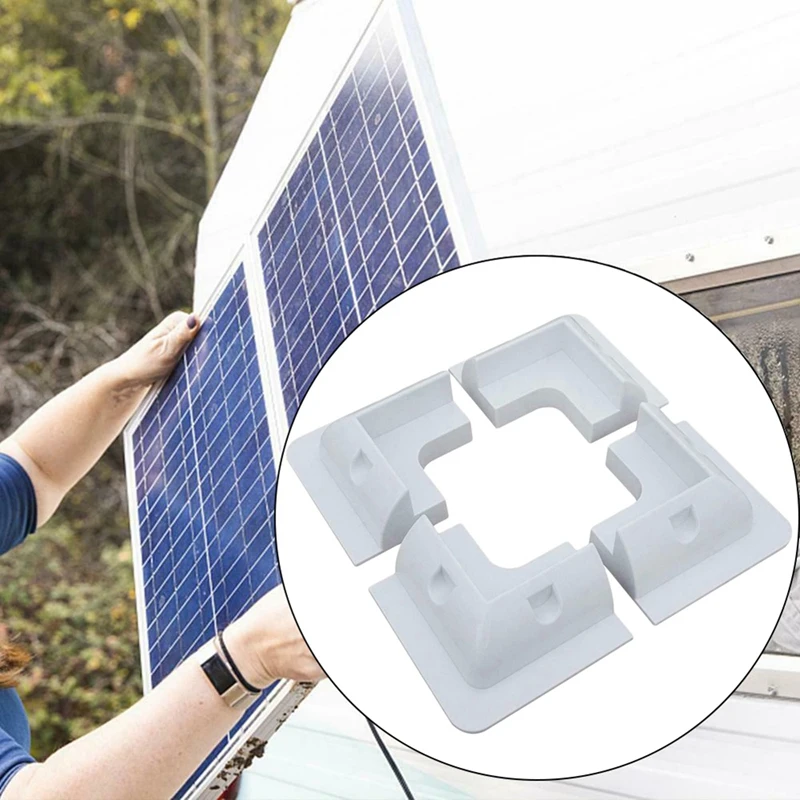 

4X Solar Panel Mounting Bracket White Plastic Corner Set Kit For Rv Boat Yacht