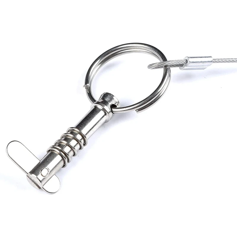 

10Pcs Boat Bimini Quick Pin with Drop Cam & Spring 1/4 x 1 Inch Grip - Lanyard Prevents Loss Stainless Steel
