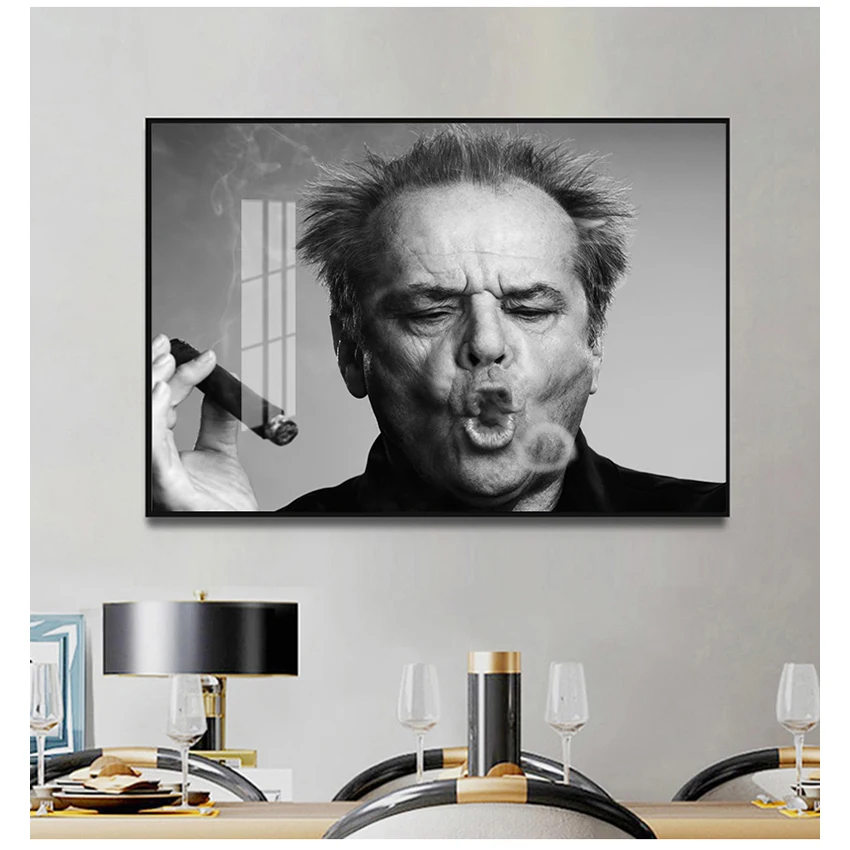 

Джек Николсон фото Настенная картина Декор Джек Николсон сигара плакат настенные художественные принты, черно-белые картины на холсте