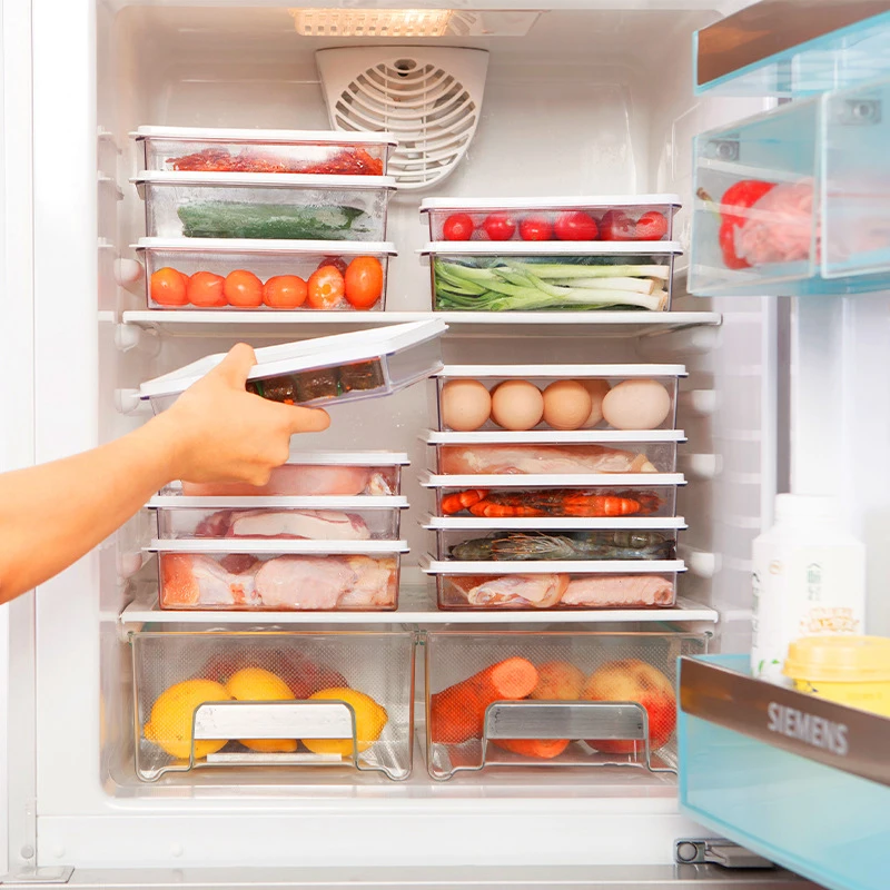 

Fresh-Keeping Box Kitchen Sealed Storage Box Refrigerator Receiving Box Transparent Cover Fruit Storage Box Thickness Organizer