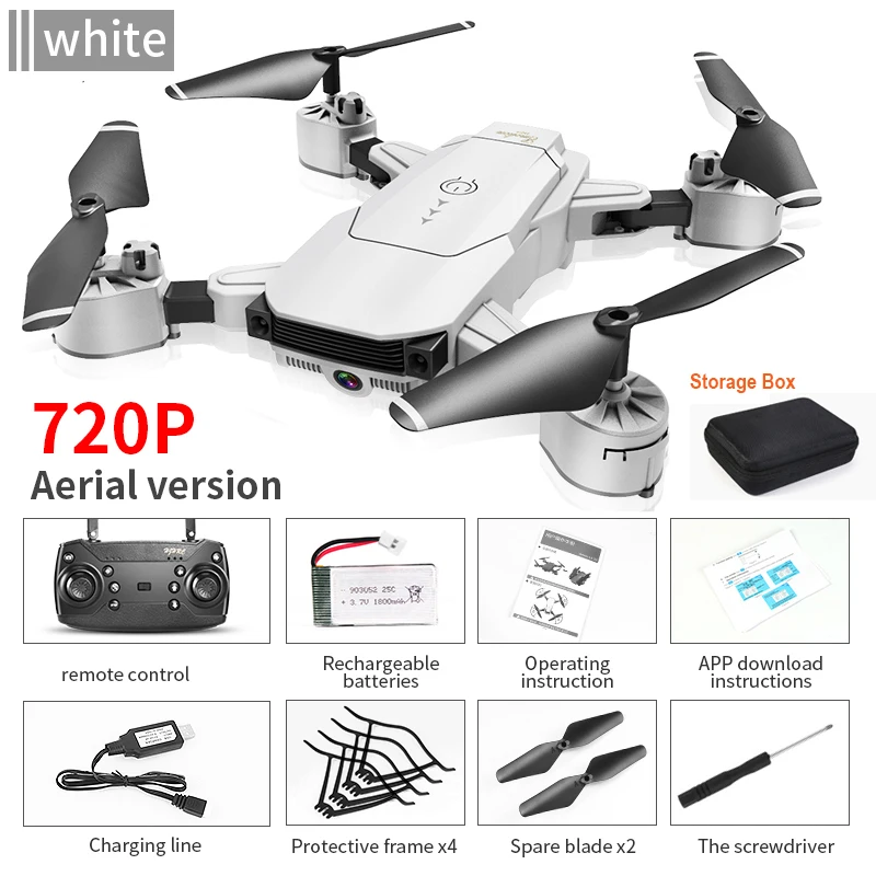 HJ29 Радиоуправляемый Дрон с 4 K/1080 P HD камерой оптическое позиционирование потока wifi FPV складной Квадрокоптер вертолет дроны следуем за мной - Цвет: 720P White