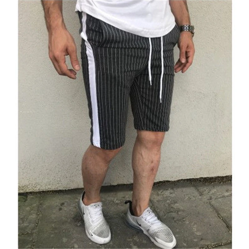2019 модные трендовые мужские летние повседневные полосатые спортивные узкие