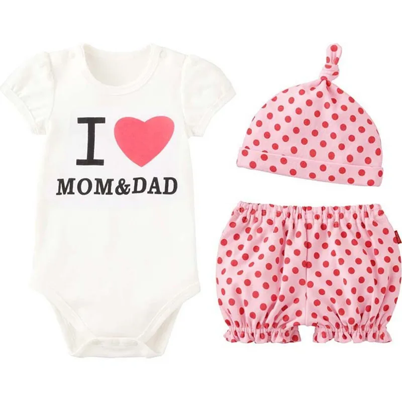 

3pcs New Baby Girls Boys Clothing Set 2019 Summer Letters Print 100% Cotton Rompers+Striped Shorts+Cap Hat Suit Toddlers Clothes