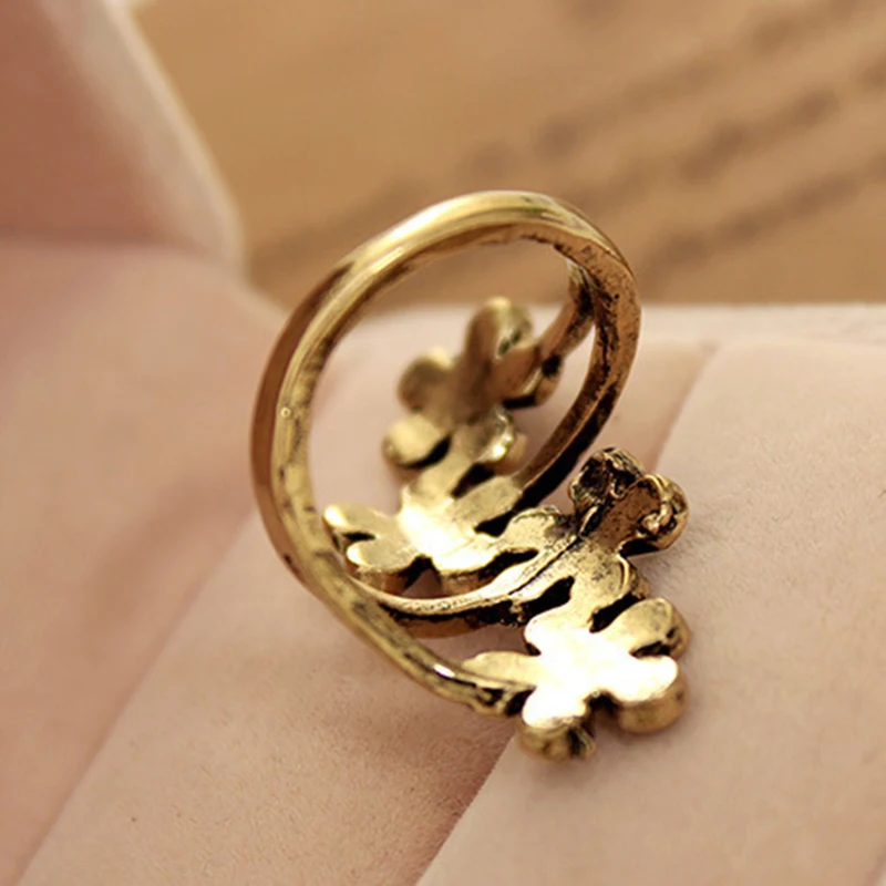 Простое ретро-кольцо с цветком сливы античное серебряное покрытие бронзовое