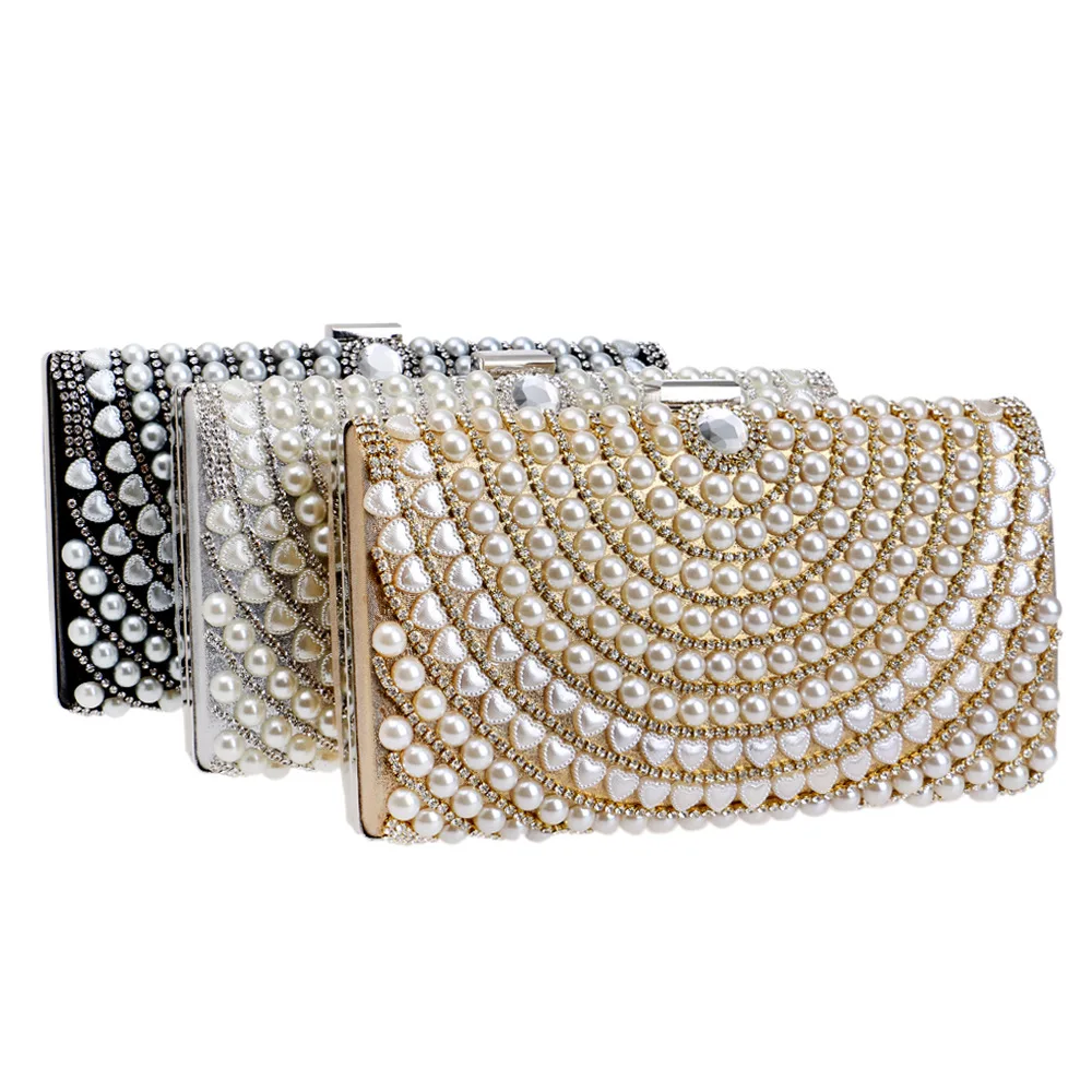 

Diamond Pearl Clutch Bag Designer Women Genuine Leather Pearl Elegant Party Ladies Envelope Evening Clutch Bag DF50CB DF50CB