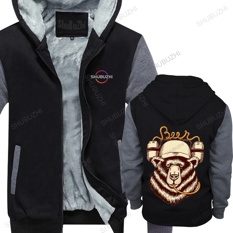 

Мужская зимняя толстовка на молнии, модное хлопковое теплое пальто на заказ, Мужская брендовая одежда с медведем, надписью Love Beer Guys, Мужская ...