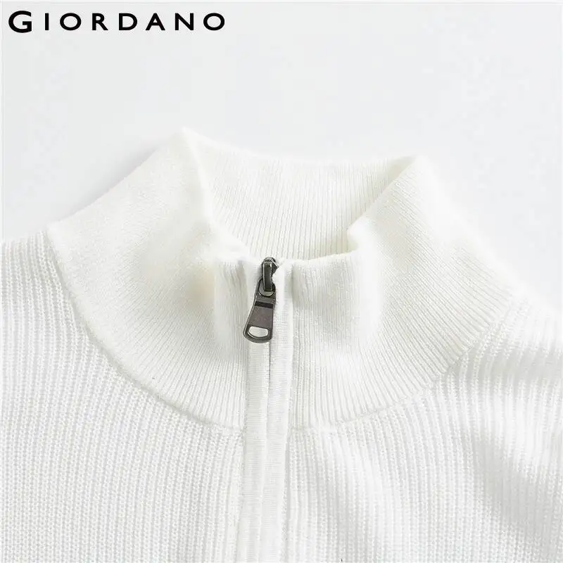 Giordano мужские свитера Mockneck половина Placket контрастный вязаный свитер молния муха Легкий эластичный мужской s свитера для 90059877