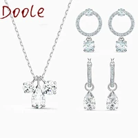 2021 swa fashion jewelry glamour high quality water drop crystal pendant women necklace romantic birthday gift jewelry set