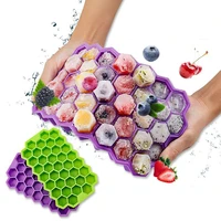 37 cubes honeycomb ice cube tray silicone ice cube maker mold with lids for ice cream party whiskey cocktail cold drink