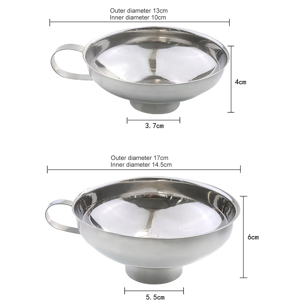 

Kitchen Cooking Cup Funnel Jar Stainless Steel Filter Kitchen Wide Mouth Canning Useful Durable Filling Filter Kitchen Gadget