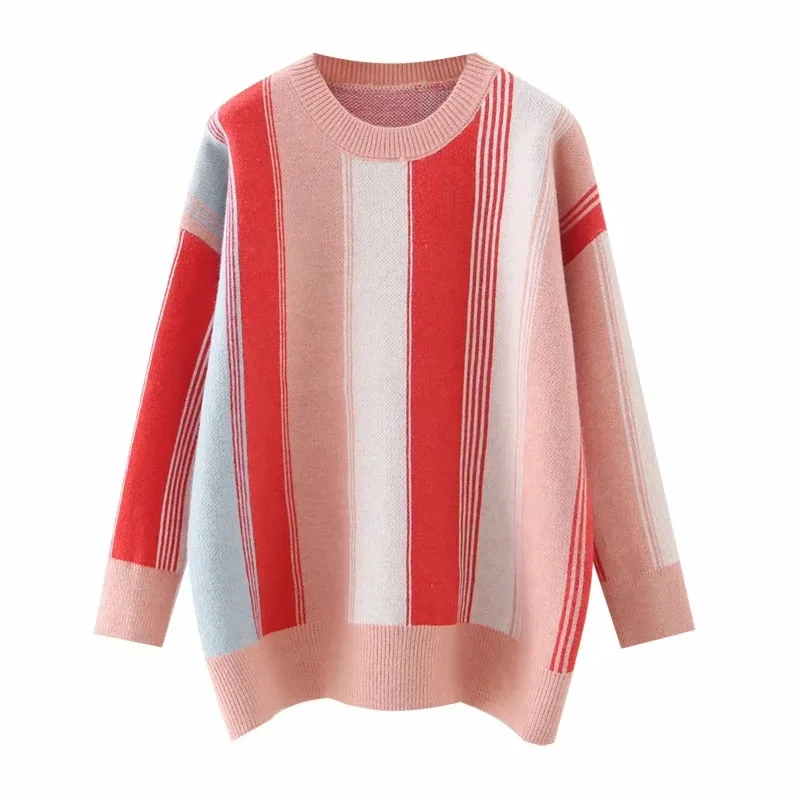 

OMCHION women's new vertical stripes stitching pullover sweater LYT52