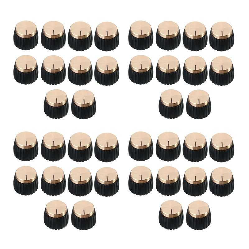 

40X Guitar AMP Amplifier Knobs Push-On Black+Gold Cap For Marshall Amplifier
