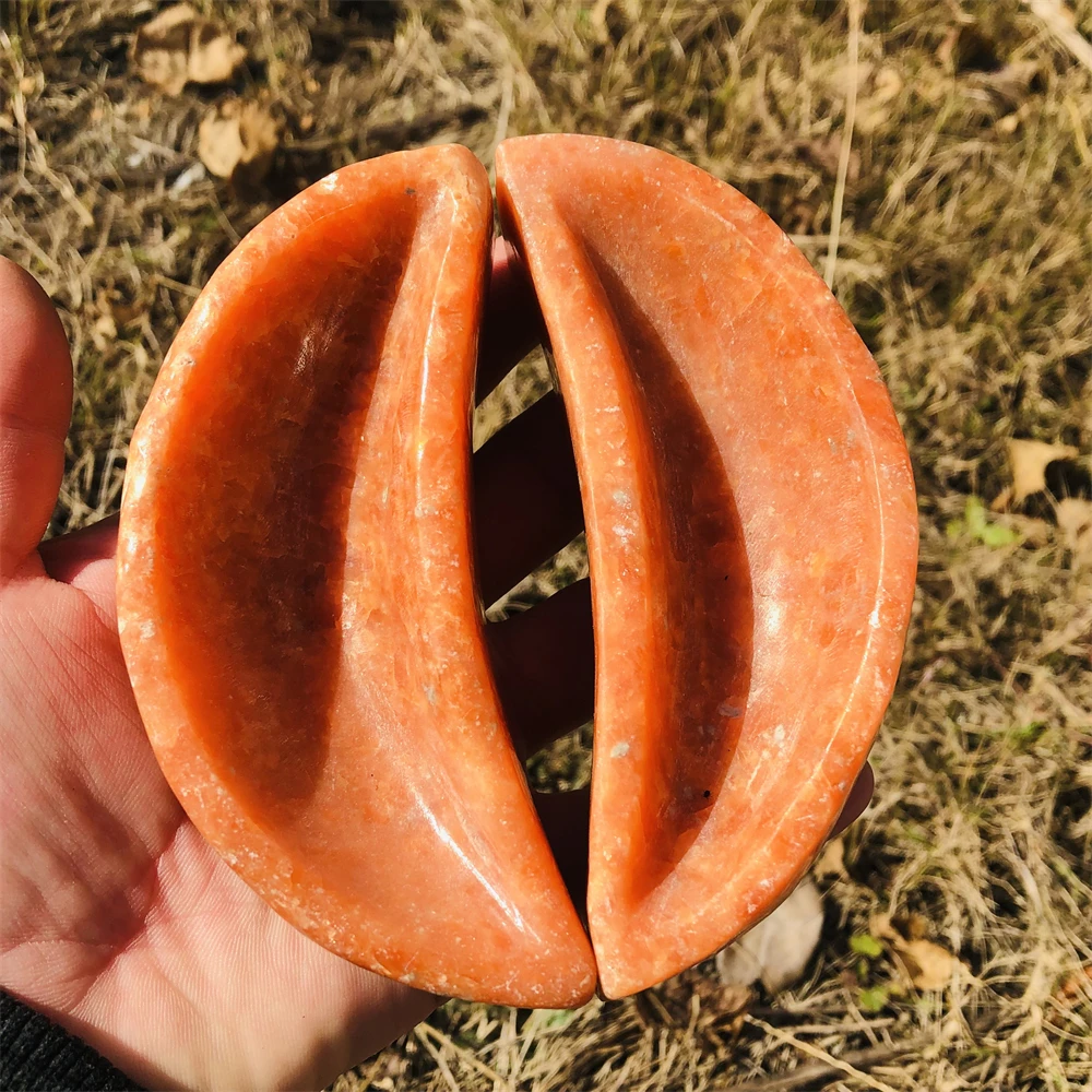 Натуральный камень в форме Луны оранжевого красного солнца пепельница ручной