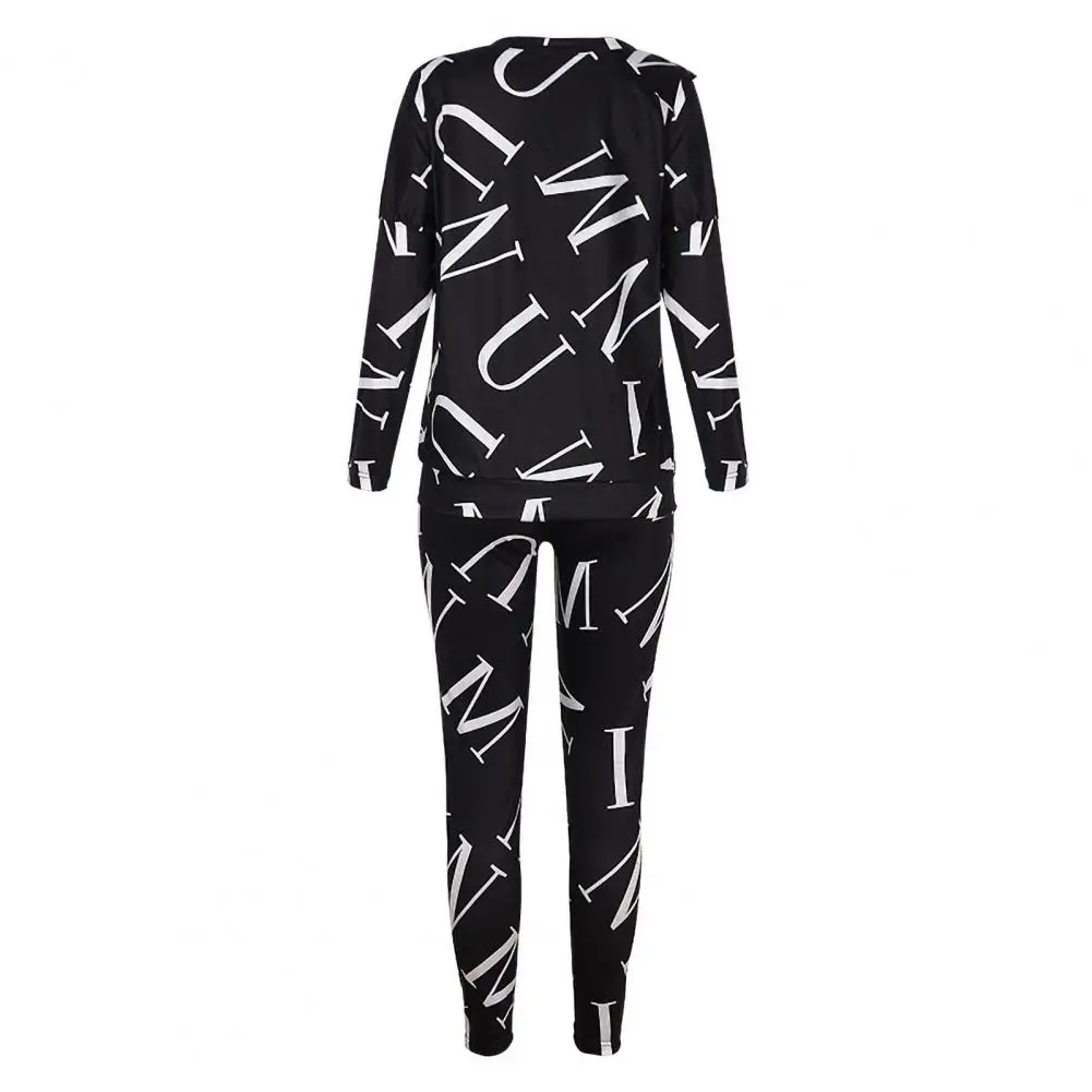 

Women's Letter Printed Tracksuit Long Sleeve Round Neck T-Shirt Top High Waist Casual Pants Ladies Sports Daily Wear Outfits