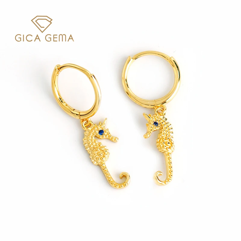 

GICA GEMA Hippocampus Earrings For Women Real 925 Sterling Silver Irregular Unique Design Anniversary Engagement Fine Jewelry