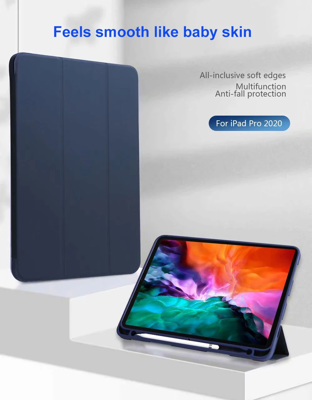 Чехол для iPad Pro 11 12 9 2020 чехол 2018 Multi Fold PU кожаный смарт с карандашница|Чехлы