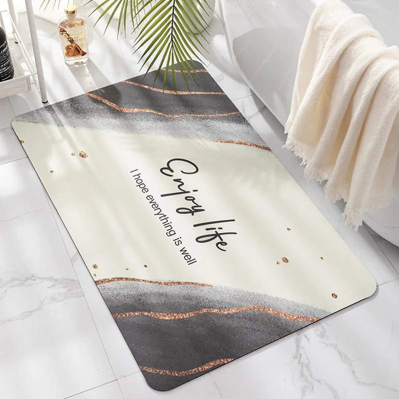 

Golden Waves Diatom Mud Comfortable And Soft Bathroom Carpet Non-slip Absorbent Rug Foot Mat Shower Room Doormat Free Shipping