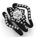3 шт.компл. Новые популярные модные черные кольцо комплект ювелирных изделий для женщин простой и творческий вечерние Лидер продаж, модное ювелирное изделие