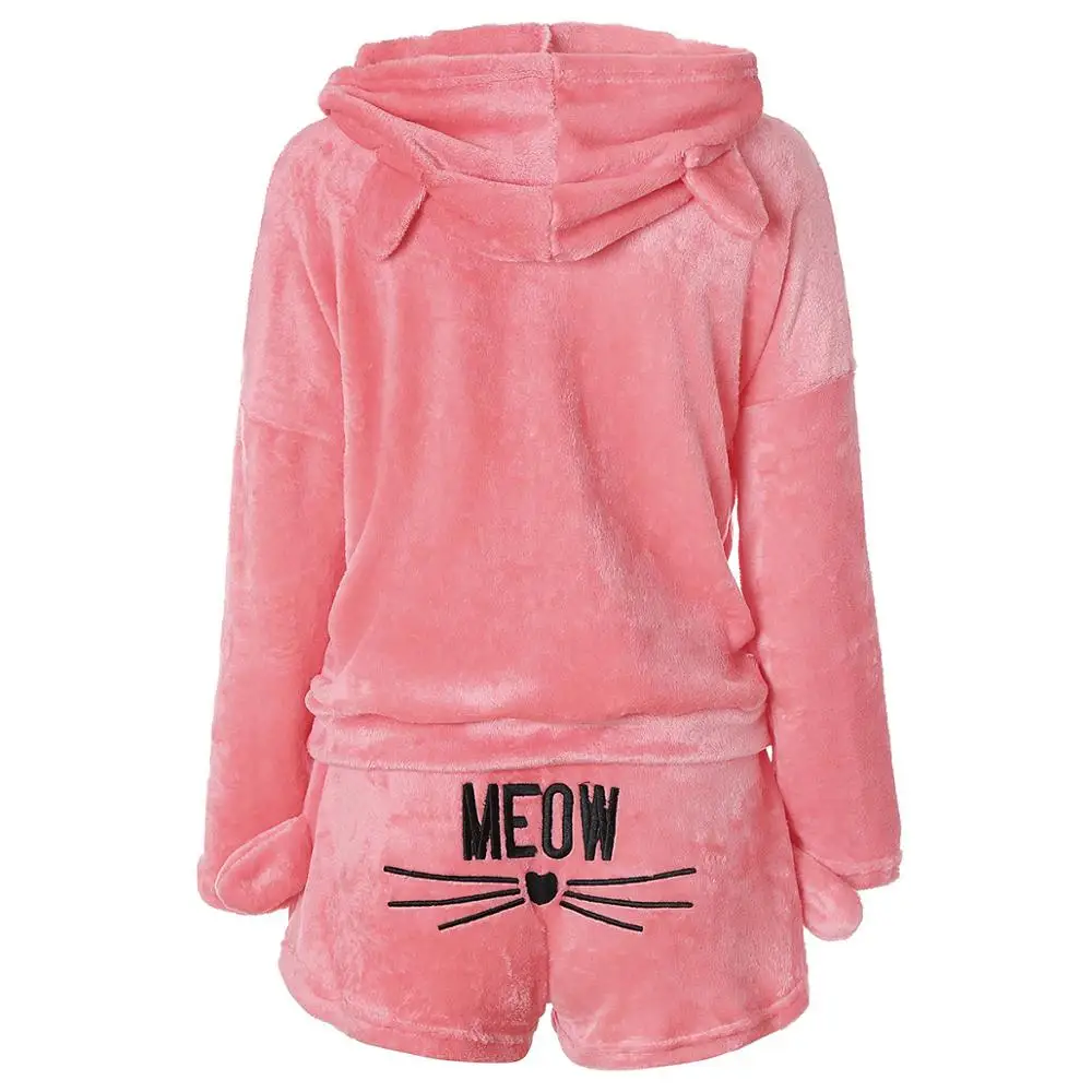 Victoria Women Pajama Sets Autumn Winter Flannel Cartoon Warm Pyjamas Animal Sleepwear Cat Cute Female Fashion Girls Homewear