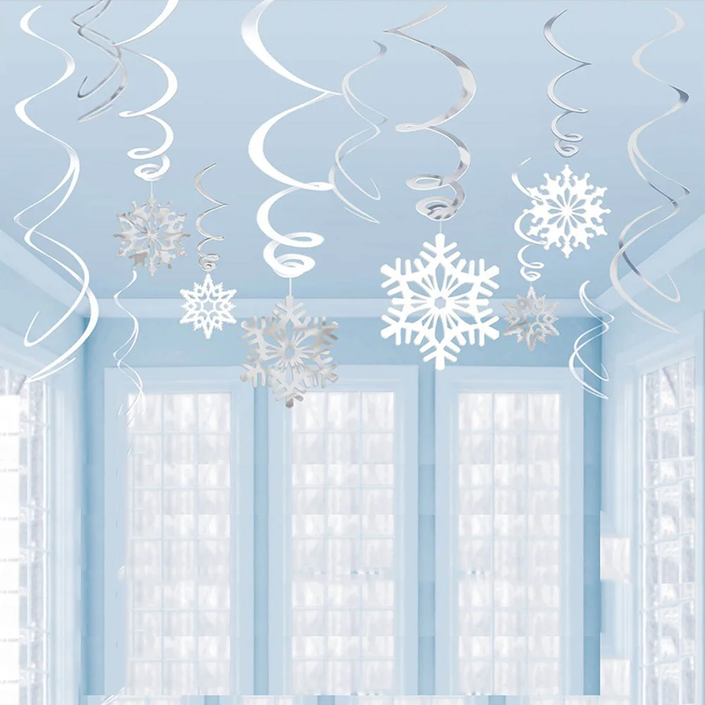 Рождественские украшения для дома снежинки лазерные блестки ПВХ блестящие