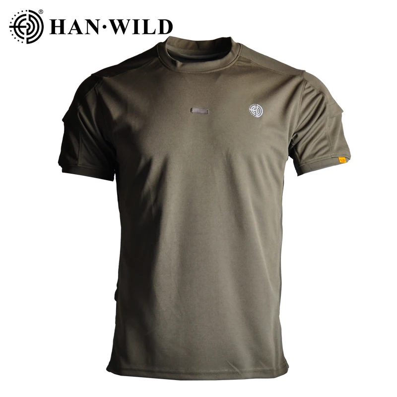 

HAN WILD Tactical T-Shirt Outdoor Hiking Hunting Shirts Solid Color Short Sleeve Casual Clothes Commute Combat T-Shirt Military