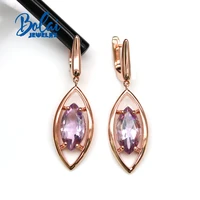 natural brazil amethyst gemstone earrings 925 sterling silver fashion simple style womens boutique jewelry daily wear