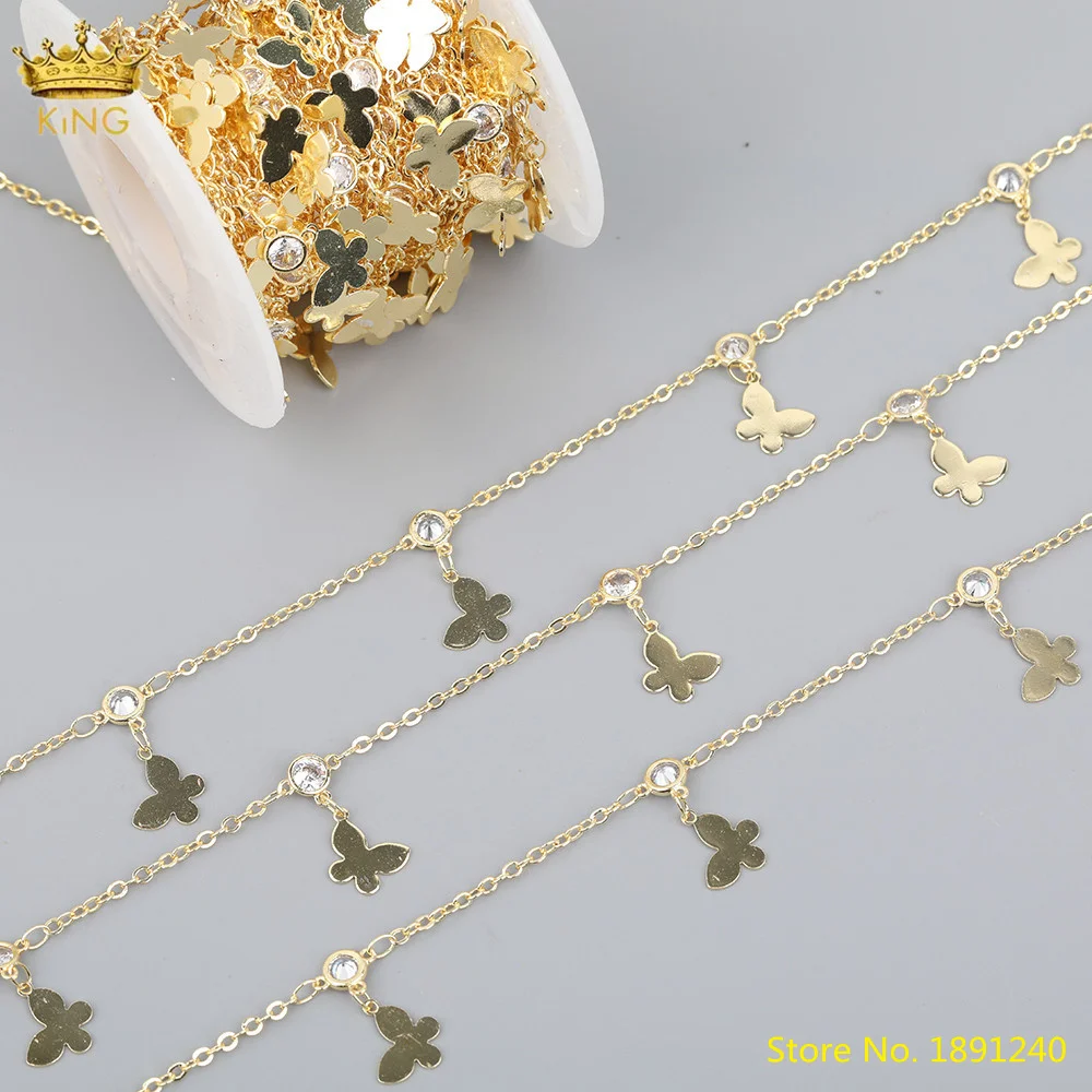 

5Meters Sale,Boho Stars&Moon Rosary Chains Jewelry,Gold Butterfly Charms Chains,CZ Coin Beads Copper Chains For Necklace Making