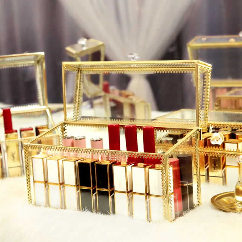 15/18 акриловый прозрачный золотой край роскошный органайзер для макияжа Губная