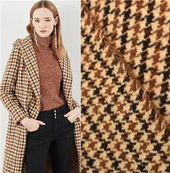 Шерстяная ткань в мелкую ломаную клетку Классическая шерстяная для осени и