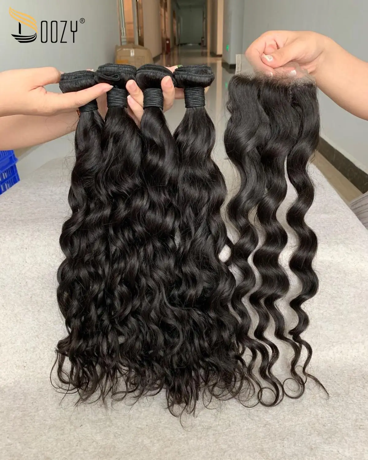 Натуральные бразильские волосы Doozy 4 пряди с закрытием|3/4 пучка на сетке| |