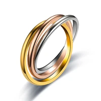 love faith hope triple interlocked engagement rings korean style vintage ring for women stainless steel wedding promise gift