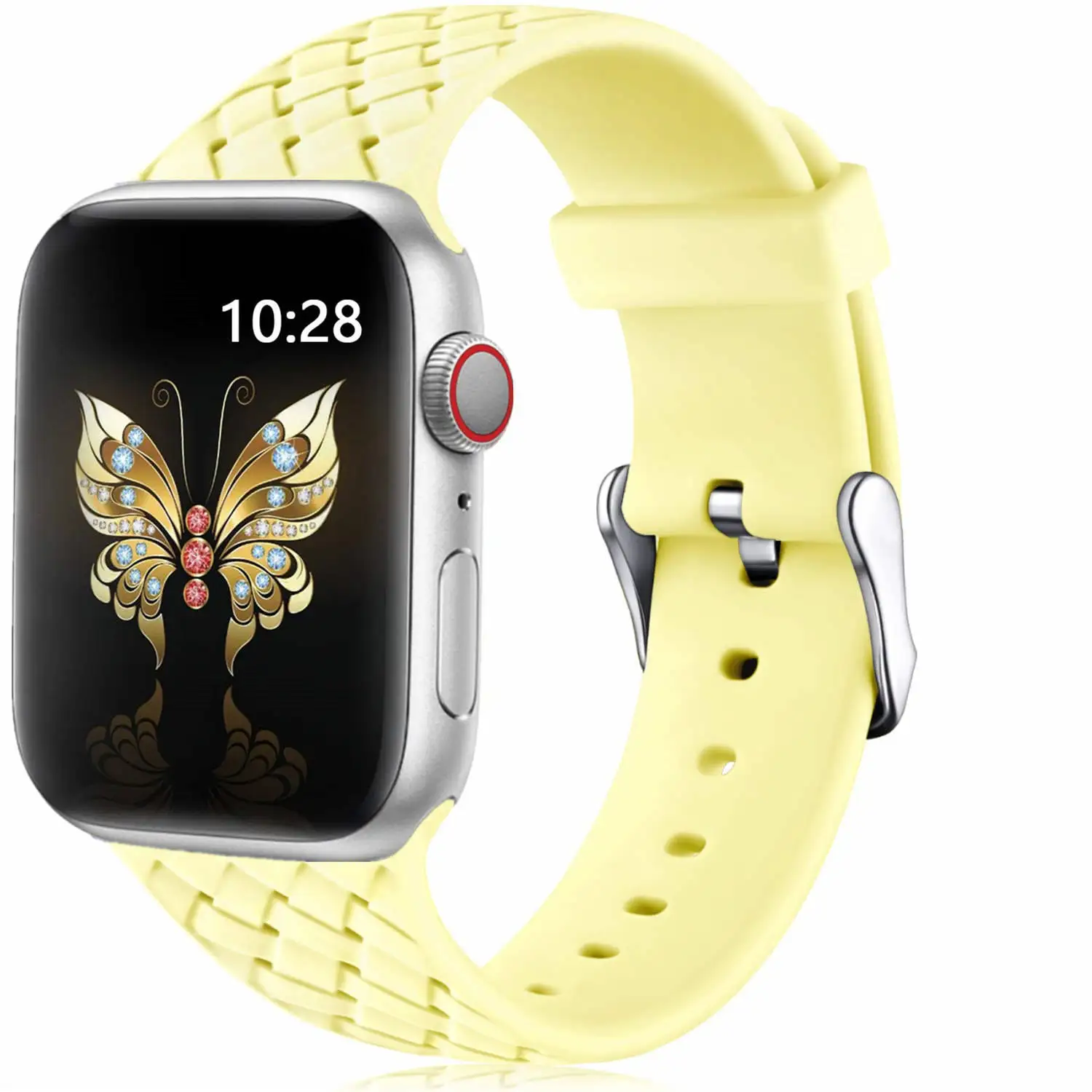 yellow Силиконовый ремешок для apple watch 44 мм 40 мм iwatch 42 мм 38 мм браслет с тканым узором ремешок для apple watch 4 5 3 2 1 - Цвет ремешка: yellow