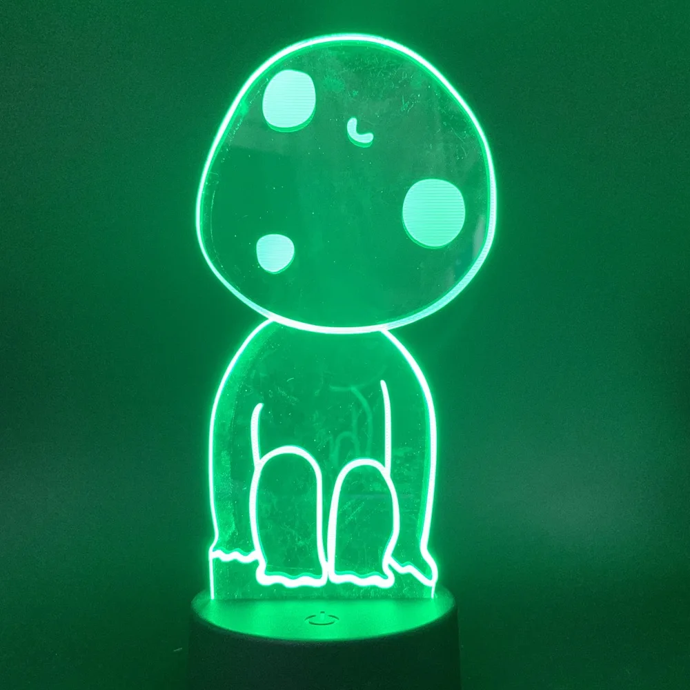 3D светодиодный ночсветильник принцессы Mononoke 7 цветов меняющая цвет лампа Kodama