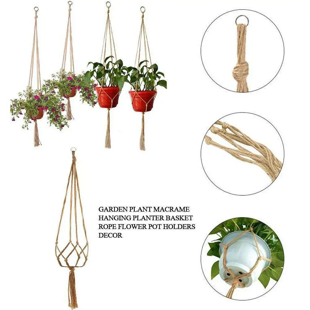 

1pc Hanging Baskets Plant Hanger Flower Pot Cotton Decoration Garden Bag Indoor Rope Net Home Holder Wall Countyard Plant P S7K0